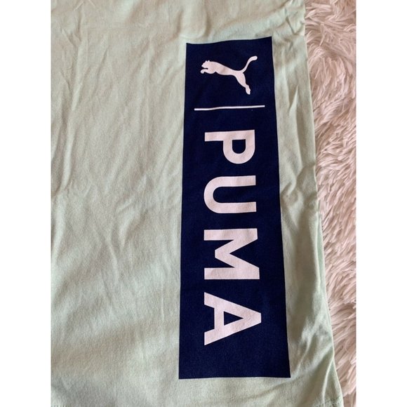 Women’s T-Shirt Size M PUMA Oversize Jock Tag Tee Mist Green - Dark Deni TD29009 - Picture 7 of 11
